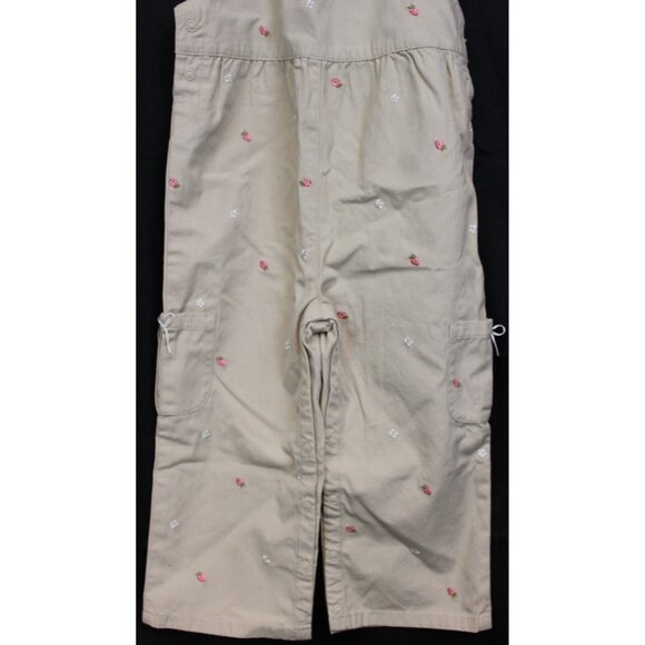 NWT 2004 Gymboree Strawberry Patch Khaki Overalls 3T Flower Embroidered Pants - Picture 4 of 10